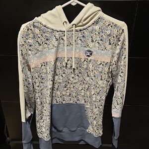 Hooey Floral Hoodie with Blue and Cream